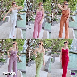 TW16519 Set 3ชิ้นคุ้มๆ ผ้าแคนดี้ เสื้อผูกคอ+กางเกง