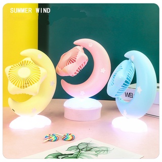 พัดลม พัดลมตั้งโต๊ะ พัดลมมือถือ mini พัดลมพกพา 3สี USB Fan ขนาดเล็ก มีไฟ ปรับได้ 360 องศา พร้อมส่ง