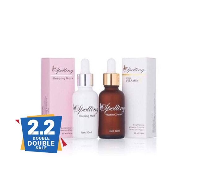 Sleeping สเปลลิ่ง Vit เกิน เซรั่มวิตซี 2ชิ้น.เลือกkerry mask code C มีQR แท้100% Spelling มีราคาส่ง Serum
