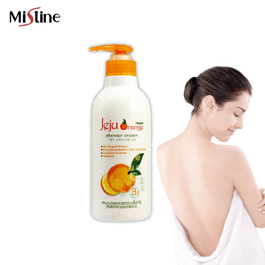Mistine Jeju Orange Shower Cream 500ml. มิสทีน เจจู ออเรนจ์ ครีมอาบน้ำผสมสารสกัดจากส้มเจจู สบู่เหลว สบู่อาบน้ำ