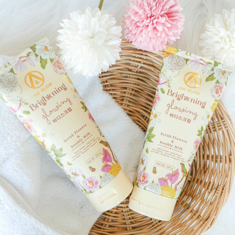 สครับAM GLOW สครับดอกไม้น้ำนม กลิ่นหอมติดตัว ติดห้องน้ำ หอมมาก ผิวนุ่มลื่นตั้งแต่ใช้ครั้งแรก