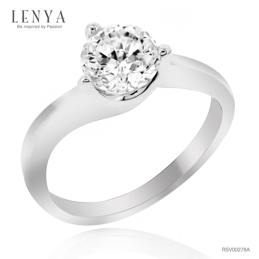 Lenya Jewelry แหวนเพชร DiamondLike เรียบหรูคลาสสิค ประดับด้วยเพชรชนาด 1 กะรัต บนตัวเรือนเงินแท้ชุบทองคำขาว