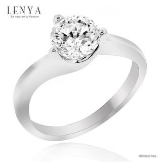 Lenya Jewelry แหวนเพชร DiamondLike เรียบหรูคลาสสิค ประดับด้วยเพชรชนาด 1 กะรัต บนตัวเรือนเงินแท้ชุบทองคำขาว