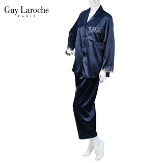 Guy Laroche GN1B31 ชุดนอนผ้าซาติน เสื้อแขนยาว  +กางเากงขายาว ของแท้เกรด A สินค้าแบรนด์ดัง  แต่งด้วยลูกไม้เนื้อนุ่ม