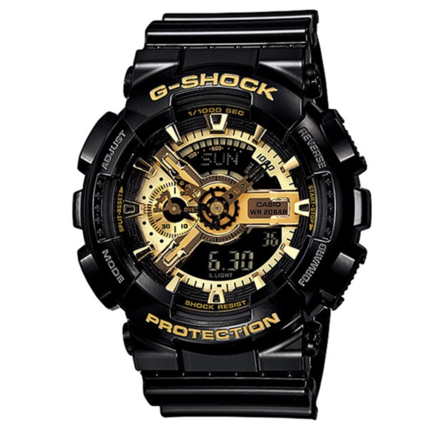 Casio G-Shock นาฬิกาข้อมือผู้ชาย สายเรซิ่น รุ่น GA-110GB,GA-110GB-1A,GA-110GB-1ADR - สีดำทอง