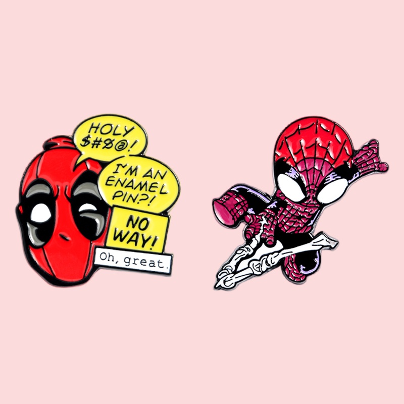 เข็มกลัด รูปการ์ตูน Spider Man น่ารัก 2 แบบ เครื่องประดับ สําหรับเก็บสะสมเพื่อน