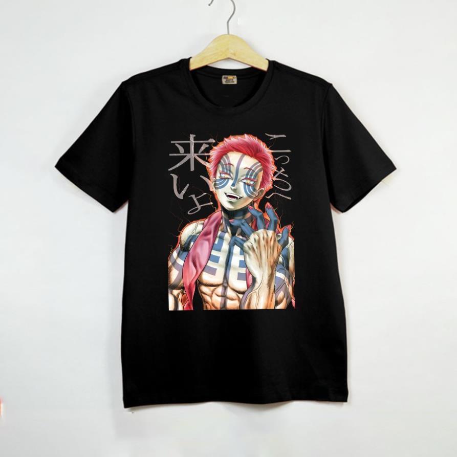 เสื้อยืด Anime Kimetsu no Yaiba Demon Slayer Akaza สีดํา