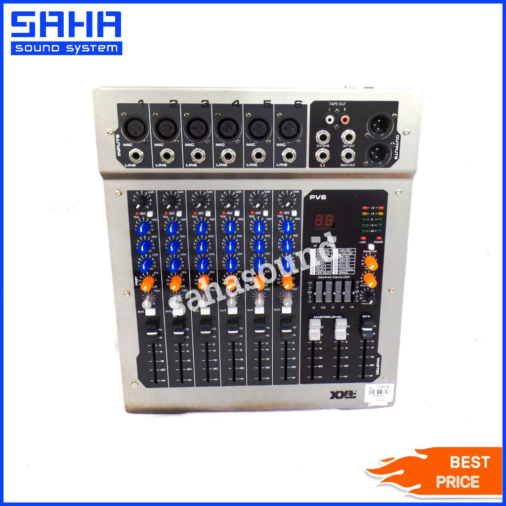 XXL PV-6 PROFESSIONAL MIXER มิกเซอร์ 6 แชนแนล เครื่องปรับแต่งเสียง (DSP) sahasound - สหซาวด์