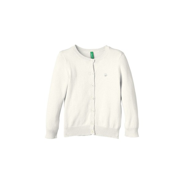 เสื้อผ้าเด็ก เสื้อคาร์ดิแกนสีขาวเนื้อผ้านิ่มน่าใส่มากๆ ของ Benetton ด้านหน้าติดกระดุมเอวจั๊มพ์