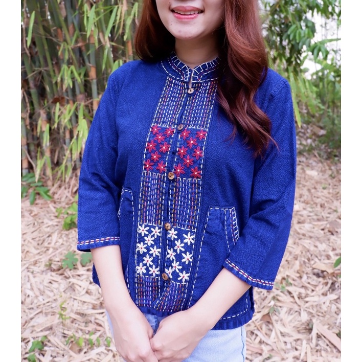 เสื้อหม้อฮ่อมพื้นเมืองปักลายผ้านุ่ม ลายสวยๆ ใส่ได้ทุกเทศกาล