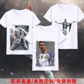 เสื้อยืดคอกลม★☆ ชุดยูนิฟอร์มฟุตบอลแขนสั้น World Cup C Luo CR7 Juventus No. เสื้อยืด ทรงหลวม พิมพ์ลาย World Cup Champions