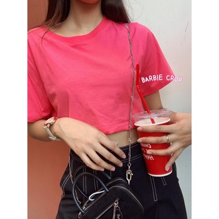 เสื้อครอป สีชมพู / barbie pink crop top💖☁️