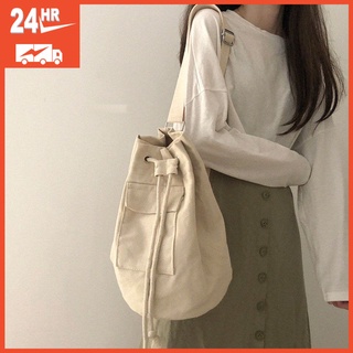 【CANVAS BAG】กระเป๋าเป้สะพายหลัง กระเป๋านักเรียน ผ้าแคนวาส แบบผูกเชือก แฟชั่นฤดูร้อน สไตล์ญี่ปุ่น สําหรับผู้หญิง 2022