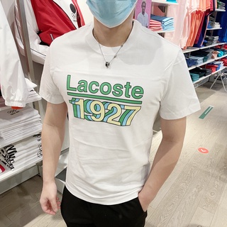 เสื้อยืดแขนสั้นลําลอง พิมพ์ลายตัวอักษร Lacostes ขนาดใหญ่ แบบเรียบง่าย แฟชั่นคู่รัก สําหรับผู้ชาย และผู้หญิง