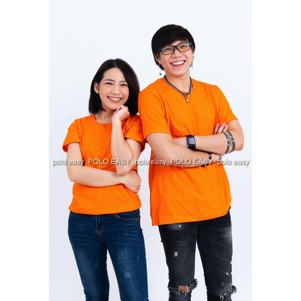 เสื้อยืดแฟชั่น ผู้ชาย T-Shirt Cotton 100% คอกลม แขนสั้น สีส้ม - รูปที่ 2