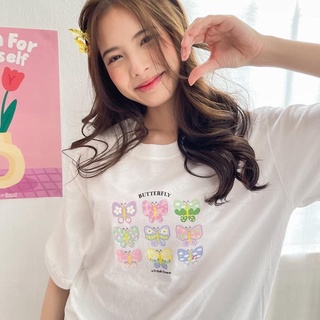 🦋 Butterfly T-Shirt **ผ้า Comfy Cotton (ขาว,ดำพร้อมส่ง *เขียว ม่วงรอสินค้า 3-4 วัน)