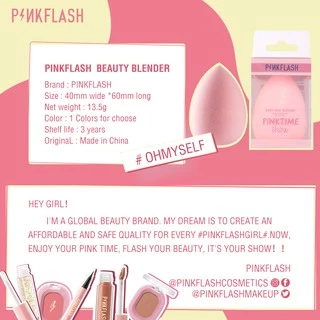 PINKFLASH ฟองน้ำแต่งหน้า รูปทรงหยดน้ำ สีชมพู