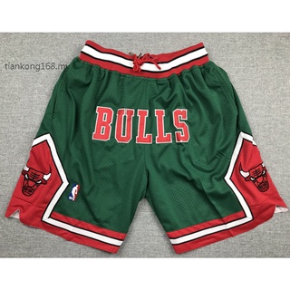 กางเกงขาสั้น ปักลายโลโก้ NBA Chicago BULLS BULLS just don big สีเขียว สําหรับผู้ชาย