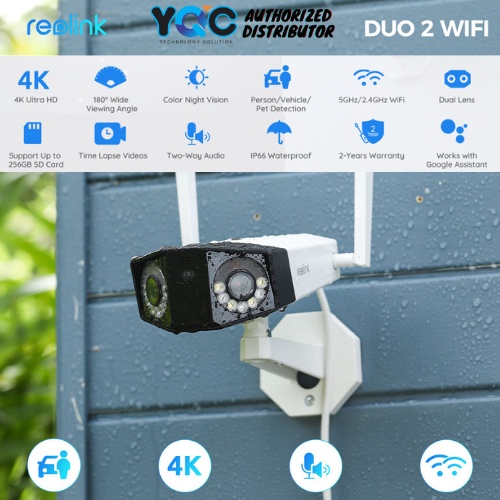 Reolink Duo 2 Wi-Fi 4K 8MP กล้อง Wifi พร้อมเลนส์คู่ มุมกว้าง 180 องศา มองเห็นที่มืด สําหรับตรวจจับสัตว์เลี้ยง