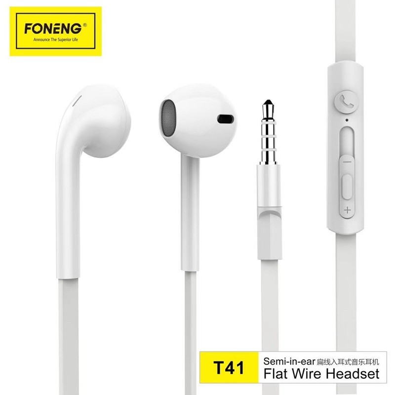 พร้อมส่งจากไทย FONENG T41 หูฟัง Flat Wire แบบกึ่งอินเอียร์