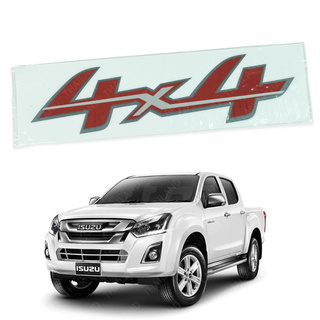 sticker สติ๊กเกอร์ 4x4 D-max dmax ดีแม็ก สติ๊กเกอร์ สติ๊กเกอร์ "4x4" (สีแดงขอบเทา)