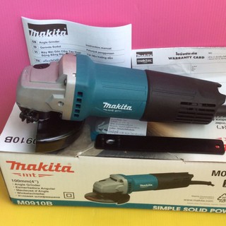 makita เครื่องเจียรมือ เครื่องขัด เจียร ตัด ลูกหมู(เปลี่ยนใบ)  4 นิ้ว 540 w รุ่น M0910B (ใช้ไฟบ้าน รุ่นงานทั่วไป