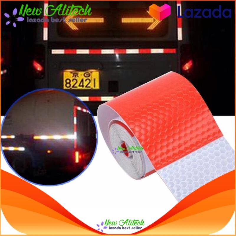 New Alitech 5cm x 3m คำเตือนแถบม้วนแถบสีแดงและสีขาวสะท้อนแสง - นานาชาติ (Red)