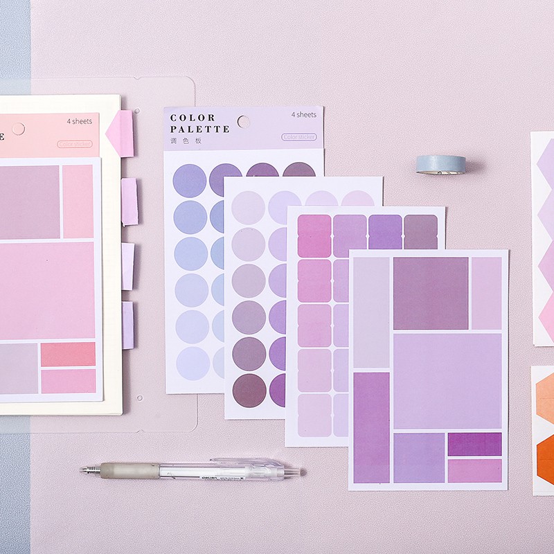 OHAYA丨4 ชิ้น/เซ็ตสี Palette ป้ายมัลติฟังก์ชั่น Memo Pad Self-Adhesive Sticky Notes บุ๊คมาร์คเครื่องเขียนของขวัญ