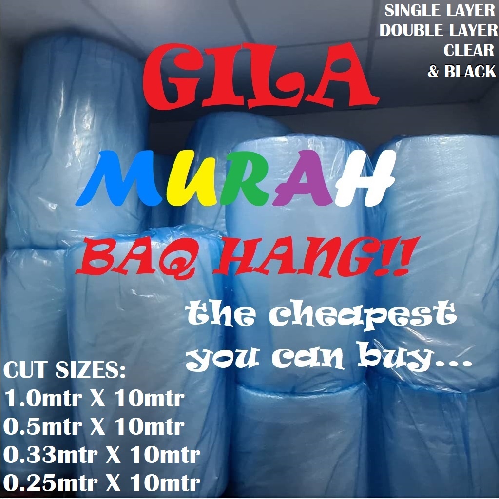 Air Bubble Wrap Single/Double Layer 0.33, 0.25m X 10m MAX 20m Potong 10 เมตร