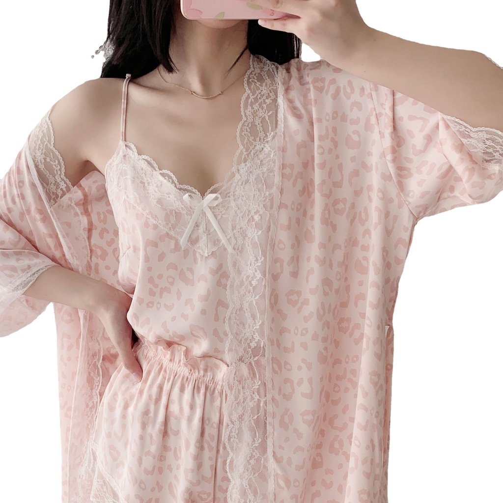 ชุดนอน กางเกงขาสั้น ผ้าเรยอน ผ้าซาติน แต่งลูกไม้ สุดเซ็กซี่ แฟชั่นฤดูใบไม้ผลิ และฤดูใบไม้ร่วง สไตล์เจ้าหญิง สําหรับเด็กผู้หญิง จํานวน 3 ชิ้น - รูปที่ 6