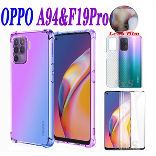 OPPO Reno6 Z 5g Case (4 in 1) ฟิล์มกระจกนิรภัย + เลนส์ไล่โทนสีสําหรับ OPPO A94 OPPO A93 OPPO A53 OPPO A15 OPPO A15S