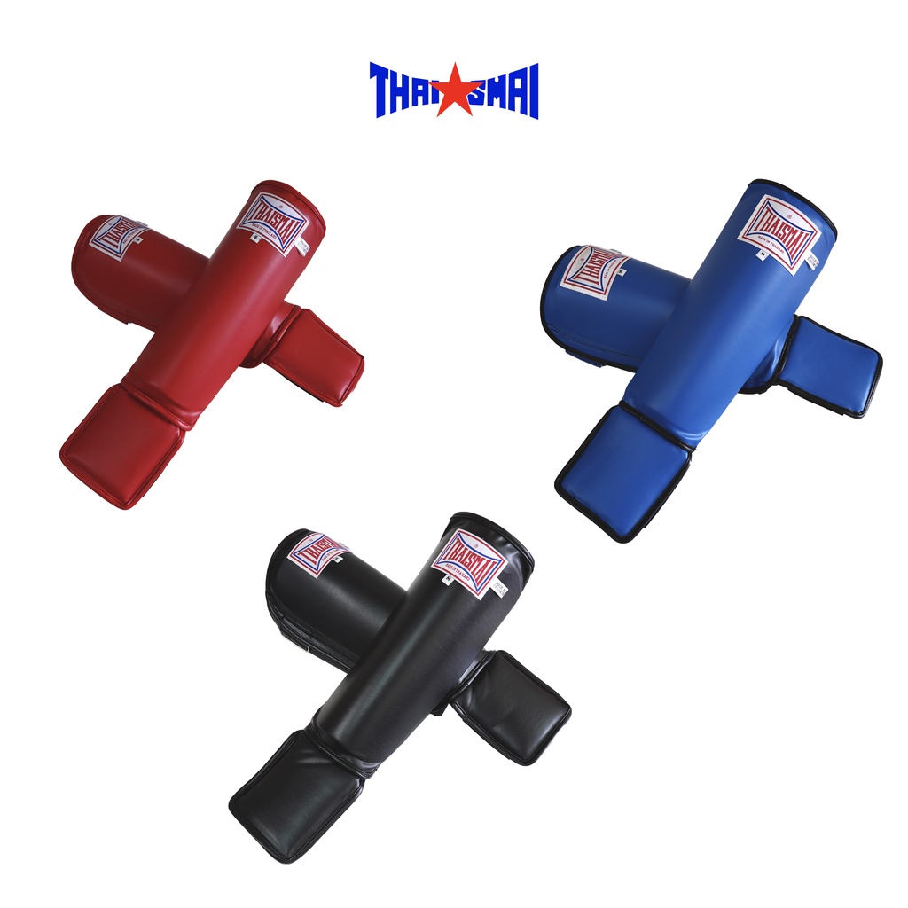 THAISMAI - LP182 สนับแข้งซ้อมมวย หนังเทียม รุ่นปิดปลายเท้าป้องกันการบาดเจ็บ  Shin Guard LP-182 PU