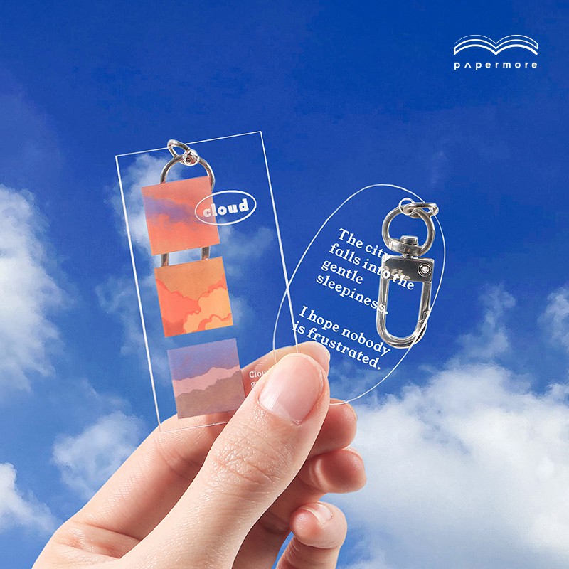 พร้อมส่ง/กรุงเทพ พวงกุญแจอะคริลิคใส (minimal เรียบ ดูดี)