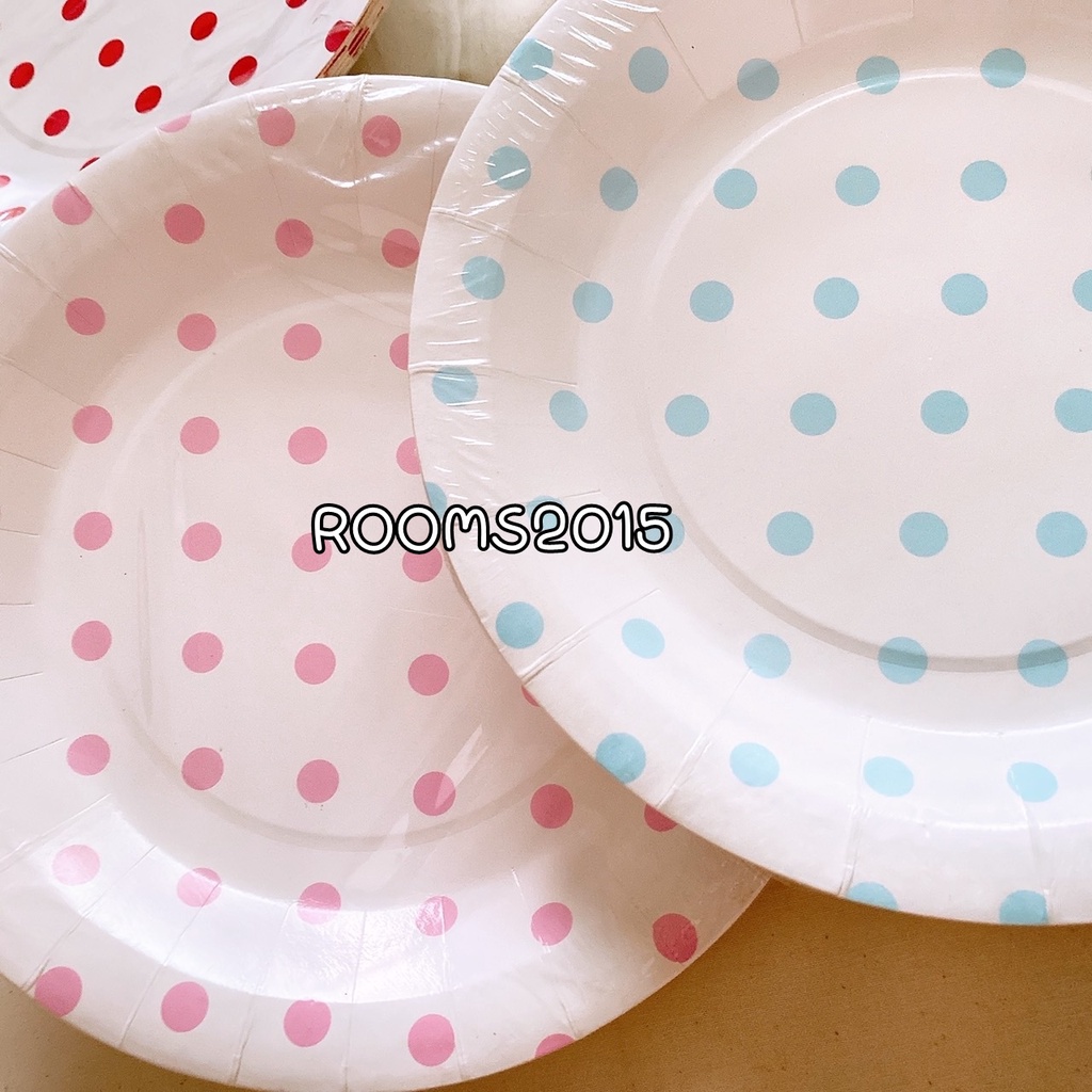 (แพ็ค 12 ใบ) จาน จานกระดาษ ลายจุด ขนาด 22.5 ซม. พร็อพ ถ่ายรูป ของตกแต่ง ใส่ขนม - รูปที่ 3