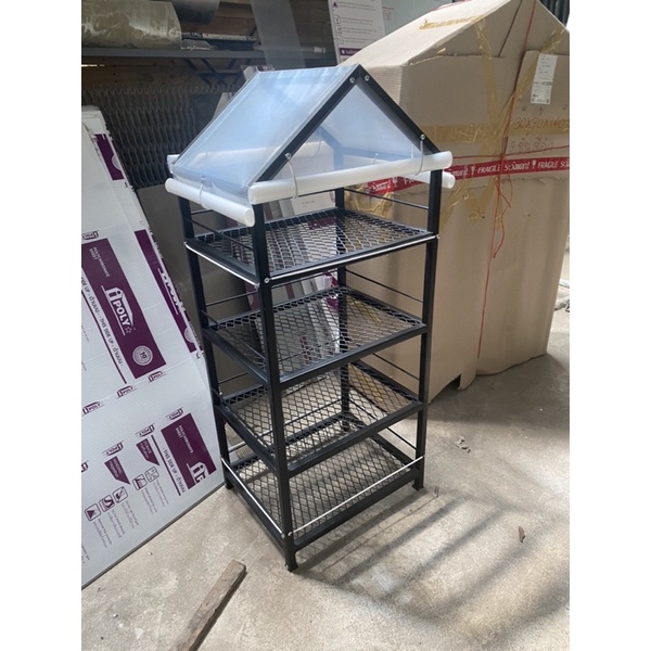 โรงเรือนสำเร็จรูปชั้นวางตะแกรงเหล็กฉีกสีขาว-สีดำ(40x50x140@2,790บาท) 4แถว🌵🌵