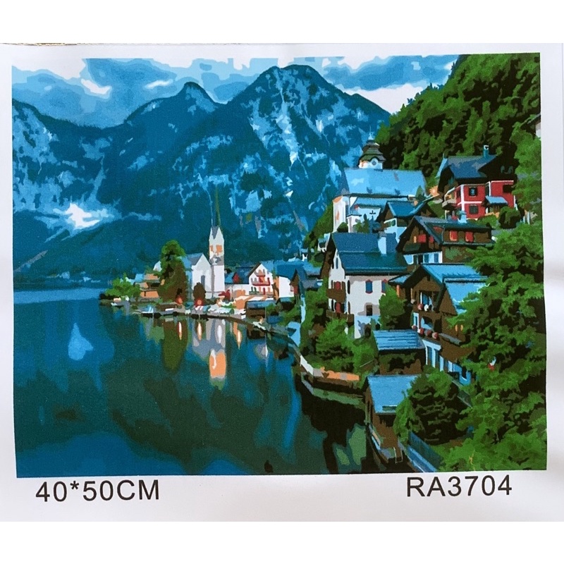 (สีหลอด) DIY Paint by numbers ชุดภาพระบายสีตามตัวเลข RA3704 ไม่มีเฟรม