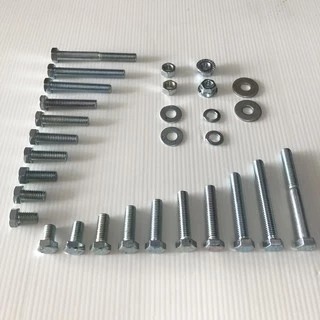 น็อต สกรูมิลขาว M8x1.25 (เบอร์ 12) ครบทุกเบอร์ น็อตมิลขาว น็อตเบอร์12 น็อตเกลียวมิล น็อตหัวเหลี่ยม น๊อตเบอร์12 หัว+แหวน