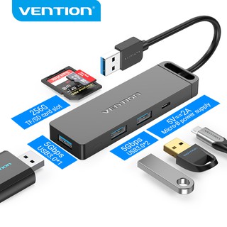 Vention Usb 3 . 0 2.0 Hub 6 พอร์ต 256 G 6 In 1 Usb To Micro B / Sd / Tf / Usb 3 . 0 แท่นชาร์จความเร็วสูงสําหรับแล็ปท็อปพีซี CHUBB/CHVBB