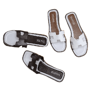 Mellor Chic : Sandals Fashion รองเท้าแตะส้นแบน รองเท้าสุภาพสตรี รองเท้าแฟชั่นผู้หญิง หรูหรา สวมใส่สบาย มีให้เลือก 2 สี