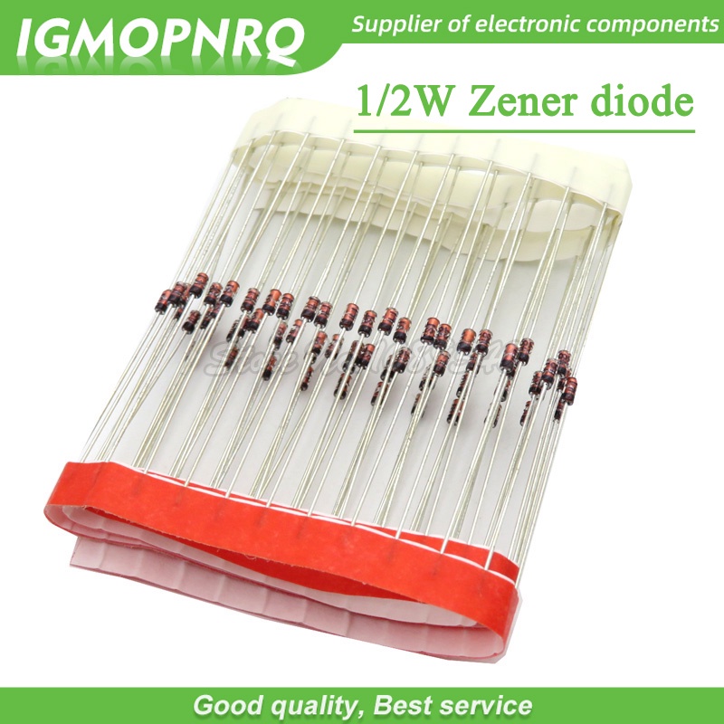100pcs 1/2W  Zener diode DO-35 BZX55C2V2 2V 2V2 2V4 2V7 3V 3V3 3V6 3V9 4V3 4V7 5V1 5V6 6V2 6V8 7V5 8