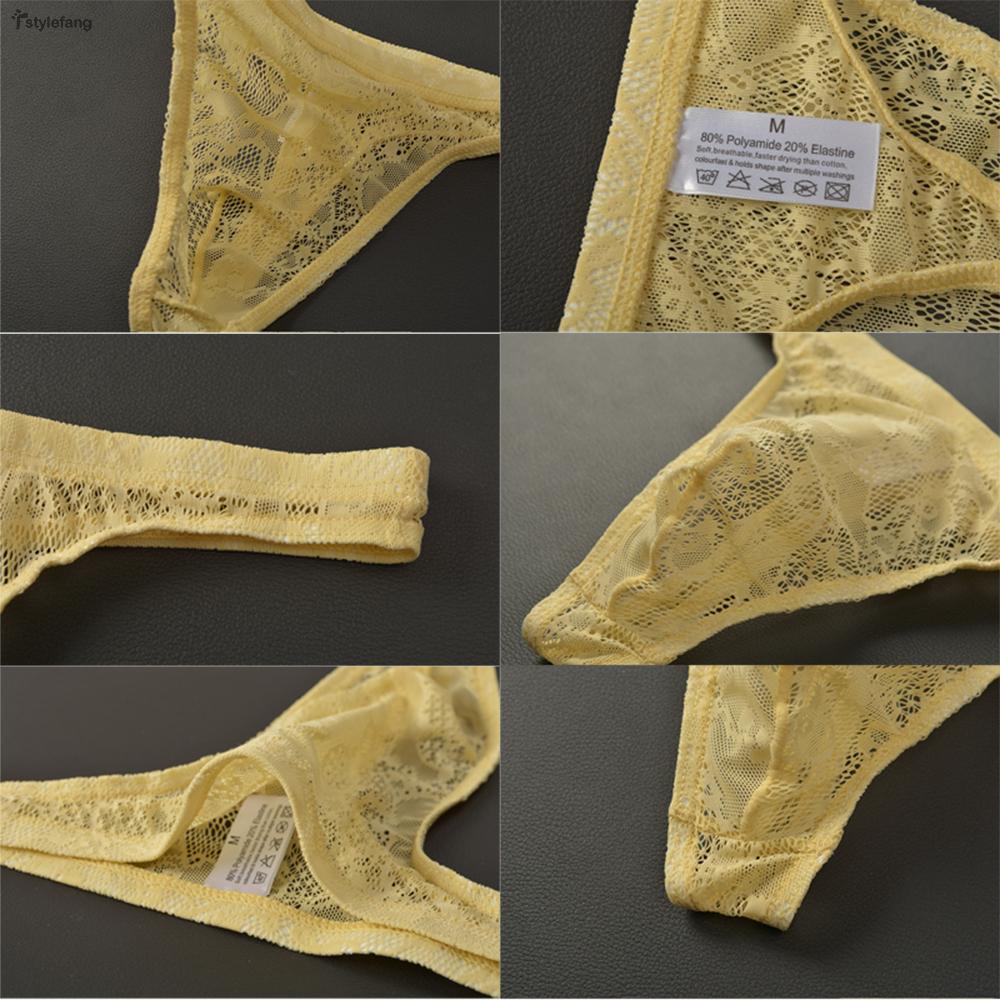 Underwear Thongs T-back See through G-string Men Sexy Low Waist Shee lace Elastic Underwear Lingerie Panties Knickers #5