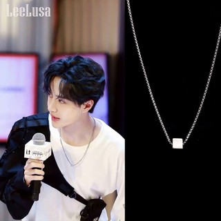 ใหม่ สร้อยคอสเตนเลส จี้ลูกบาศก์ Kpop Idol YIBO kuwintas พังก์ ฮิปฮอป เครื่องประดับสําหรับผู้ชาย ผู้หญิง แฟนหนุ่ม