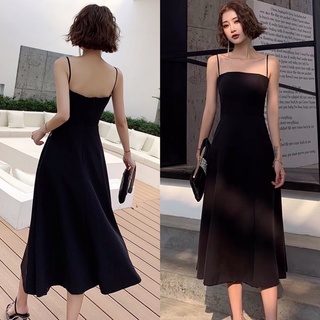 พร้อมส่ง Maxi dress เดรสสายเดี่ยว โทนสีดำ ใส่เที่ยวทะเลสวยมาก งานป้าย