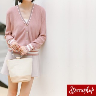 Sterrashop🌷Dahlia cardigan คาร์ดิแกนคอวี สีชมพู