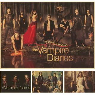 สติกเกอร์โปสเตอร์ กระดาษคราฟท์ รูป The Vampire Diaries สไตล์วินเทจ สําหรับตกแต่งบ้าน