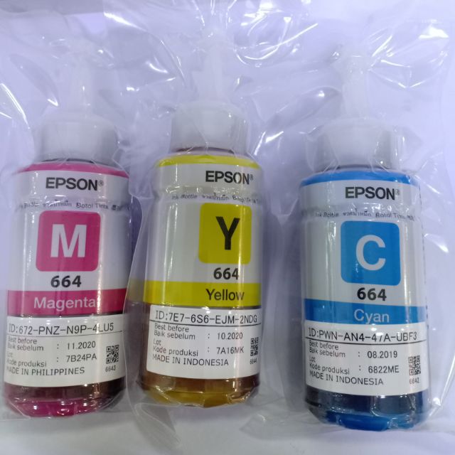 EPSON หมึกแท้  ของแท้100% (noBox) L-Series C M Y รุ่น ,T6642,T6643,T6644