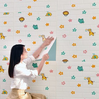 Nordic ins cartoon 3d three-dimensional wall stickers childrens room self-adhesive wallpaper bedroom waterproof and moi