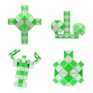 Qiyi Magic Snake 24/36/48/60/72 บล็อก หลากหลาย ไม้บรรทัดวิเศษ ลูกบาศก์ปริศนา ลูกบาศก์งูวิเศษ บิดปริศนา สําหรับเด็กและผู้ใหญ่ (สีขาวและสีเขียว )
