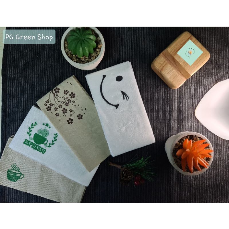 กระดาษทิชชู่เช็ดปาก  ห่อแก้วหรือพันแก้วกาแฟ แนปกิ้น Napkin PureD (เพียวดี)