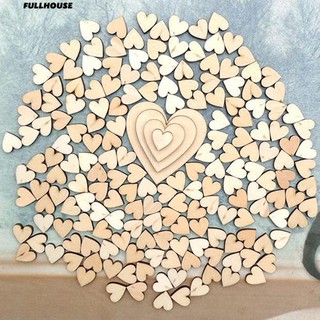 ‼♥ 100Pcs 4Sizes ไม้ผสม Love Heart จัดงานแต่งงานโต๊ะ Scatter ประดับ DIY Craft